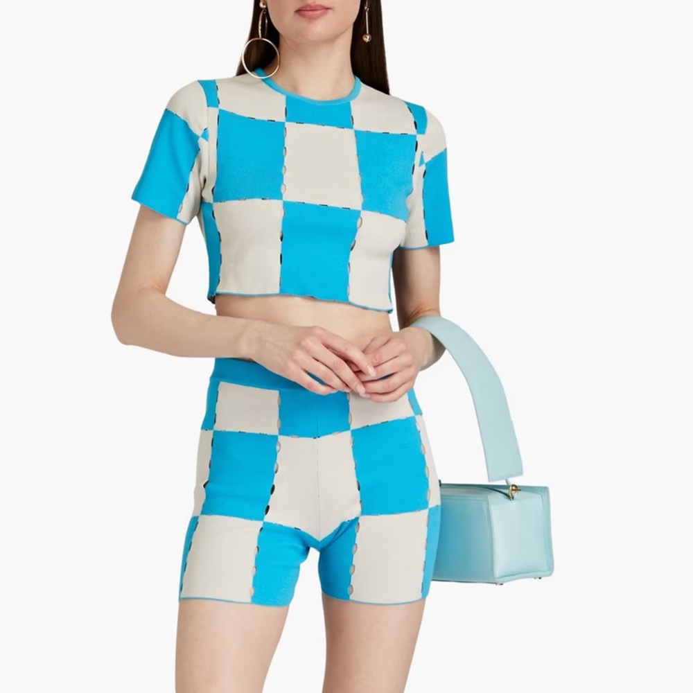 jacquemus pointelle blue & white le gelato shorts pointelle